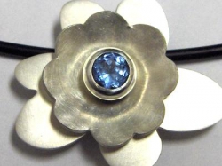 Aquamarin, in 925er Silber, bauchige Fassung, Köpfchen zu Charlotte 21 kompatibel