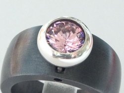 Zirkonia rosa, in 925er Silber, bauchige Fassung, Köpfchen zu Charlotte 21 kompatibel