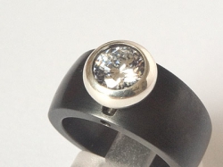 Zirkonia weiss, in 925er Silber, bauchige Fassung, Köpfchen zu Charlotte 21 kompatibel