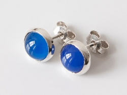 Ohrstecker mit Blau-Achat in 925er Silber