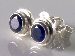 Ohrstecker mit syn. Saphir in Silber
