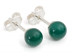 Ohrstecker, 925er Silber, mit Grün-Achat-Kugel 6 mm