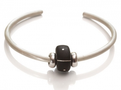 Armspange 3 mm, 925er Silber, matt gekratzt, mit beads