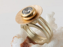 Ring, 585er Gold, Charlotte 21 kompatibel, Scheibe und Köpfchen