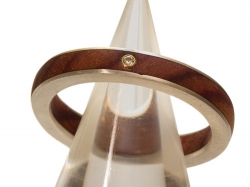 Ring: 925er Silber, Rosenholz & Brillant