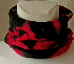 Schlauch-Tuch, Schlupftuch, Schal aus 100% Merino-Wolle, handgebatikt, rot-schwarz