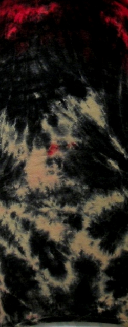 Schlauch-Tuch, Schlupftuch, Schal aus 100% Merino-Wolle, handgebatikt, sand-schwarz-rot