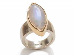 Ring, 925er Silber, mit Mondsteinköpfchen, Charlotte 21 kompatibel 