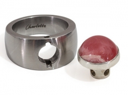 rundes Rhodocrosit-Köpfchen in Silber