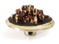 Ringkopf eines alten Ringes in Ebenholz und Gold gefasst, kompatibel zu Charlotte 21