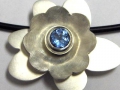 Aquamarin, in 925er Silber, bauchige Fassung, Köpfchen zu Charlotte 21 kompatibel