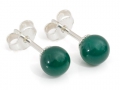 Ohrstecker, 925er Silber, mit Grün-Achat-Kugel 6 mm