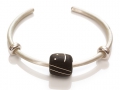 Armspange, 925er Silber mit Ebenholz/Silber/Intarsien-bead und Silberstoppern