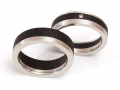 1 Paar Ringe: 925er Silber, Ebenholz, Brillant in 585er Gelbgold