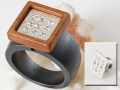 Köpfchen, in Silber, quadratisch, mit 9 x Zirkonia, Charlotte 21 kompatibel