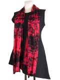 Schal / scarf aus 100% Seide, handgebatikt, Farben: rot-schwarz