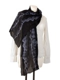 Schal / scarf aus 100% Seide, handgebatikt, schwarz-grau