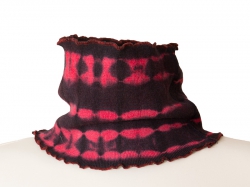 Stirnband, Ohrenwärmer, aus 100% Merino-Wolle, schwarz-pink Batik