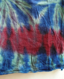 Schlauch-Tuch, Schlupftuch, Schal aus 100% Merino-Wolle, handgebatikt, türkis-blau-rot